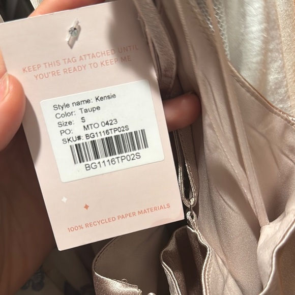 NWT Birdy Grey Kensie One Shoulder Matte Satin Taupe Dress Size S - Picture 5 of 8